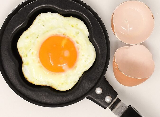fried egg, pan, meal